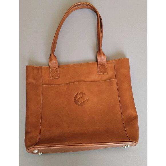 Piel Leather Tote Bag Brown Genuine Leather Multi Pocket Laptop Old Money - Picture 1 of 8